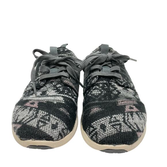 Toms | Del Rey SZ 7.5 Black White Tribal Fabric Lace Up Fashion Sneakers - Picture 4 of 10